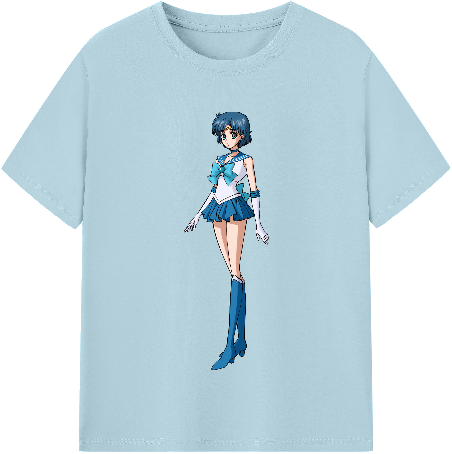 （画像用） 美少女戦士セーラームーン 水野 亜美 みずの あみ Sailor Moon Mizuno Ami 綿100％半袖Tシャツ（フロントプリント）